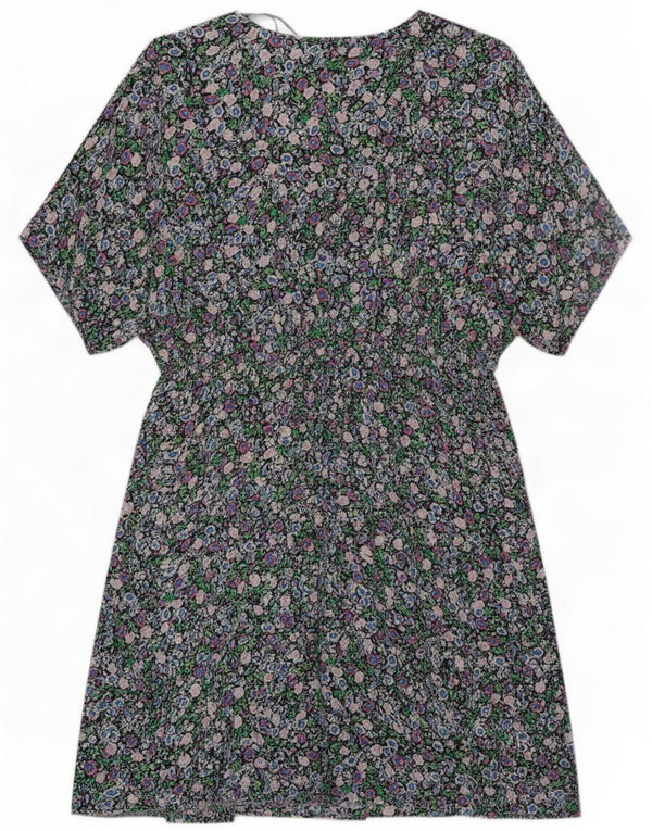 Marks & Spencer Damen-A-Linien-Kleid, Gr. 42, groß, mehrfarbig, mit Blumenmuster