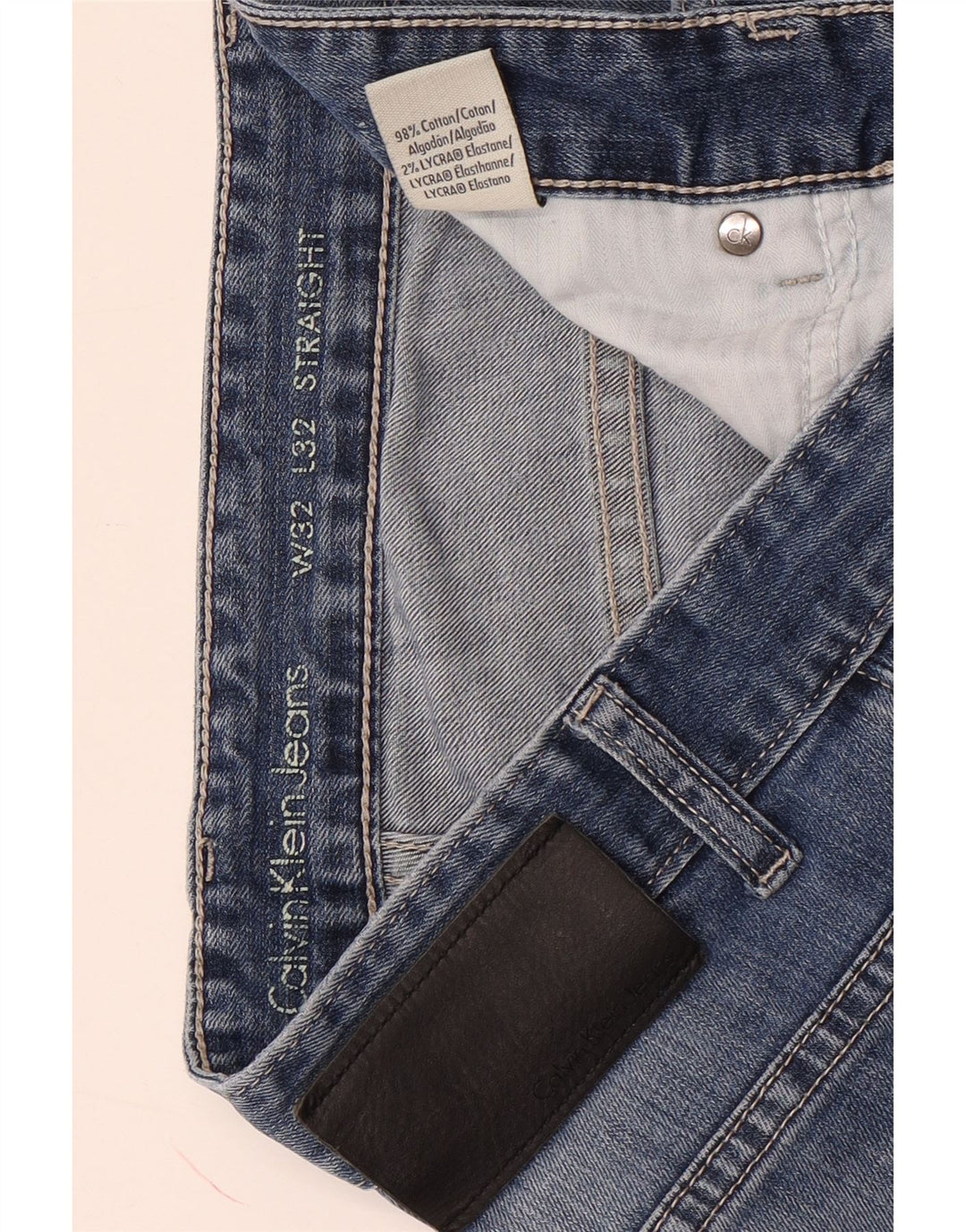 Calvin Klein Herren Straight Jeans W32 L32 Blaue Baumwolle
