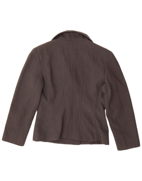 Vintage Damen Crop Zweireiher Blazer Jacke UK 14 Mittelgrau