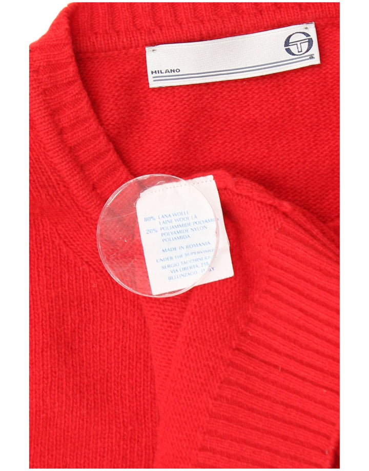 Sergio Tacchini Herren-Pullover mit Rundhalsausschnitt, große rote Wolle