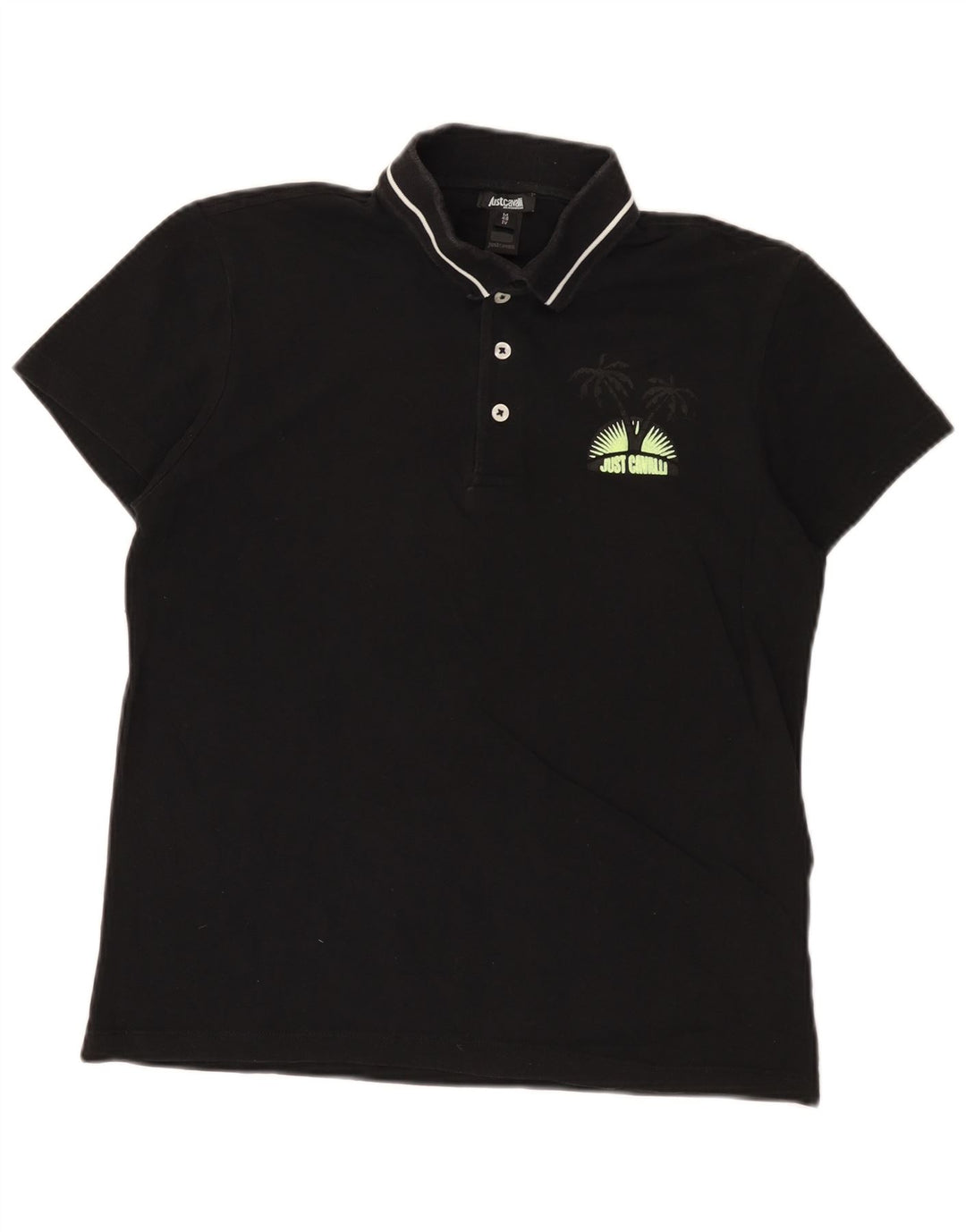 Just Cavalli Herren Poloshirt IT 48 Small Schwarz Baumwolle