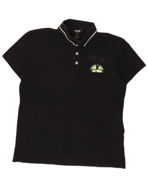Just Cavalli Herren Poloshirt IT 48 Small Schwarz Baumwolle