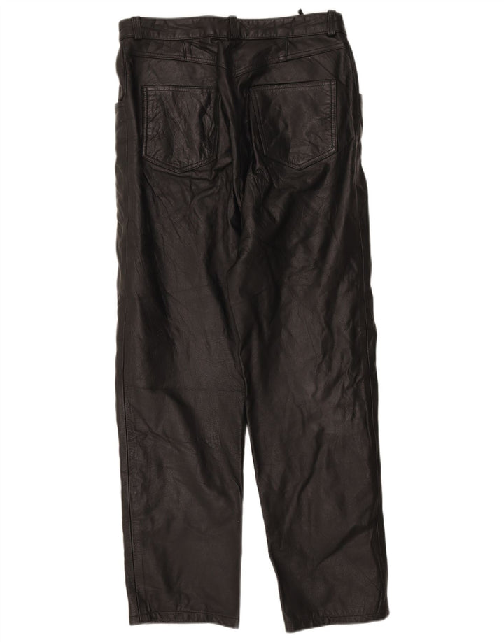 MOUTON BLANC Womens Straight Leather Trousers Large W30 L28 Black