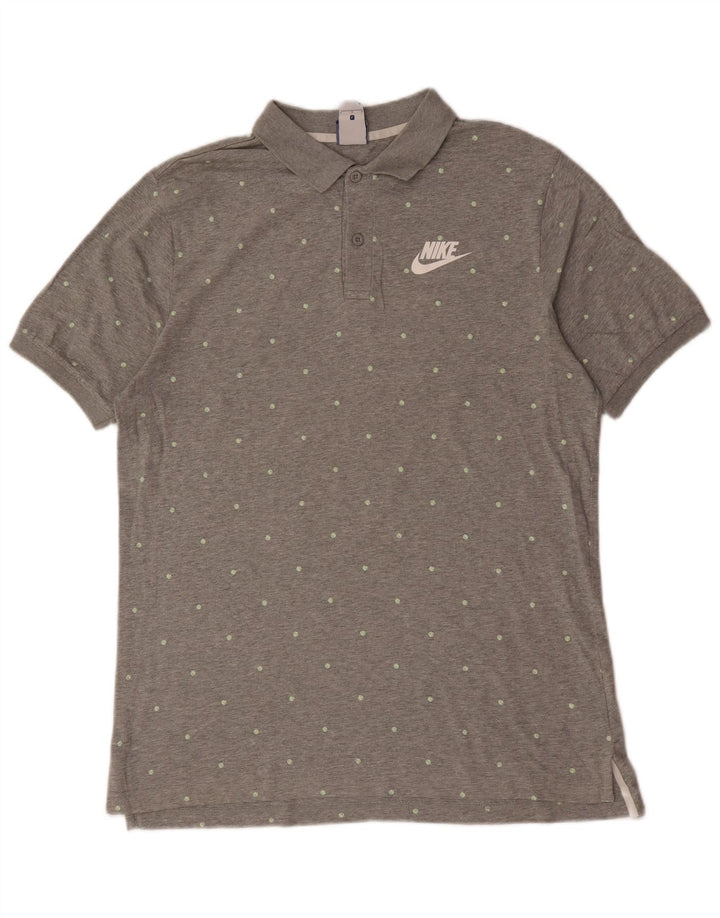 Nike Herren-Poloshirt, große Baumwolle mit grauen Punkten und Punkten