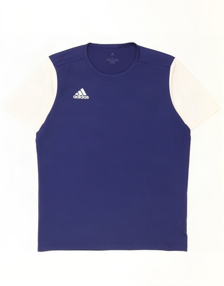 Adidas Herren Climalite T-Shirt Top Large Marineblau Colourblock Polyester