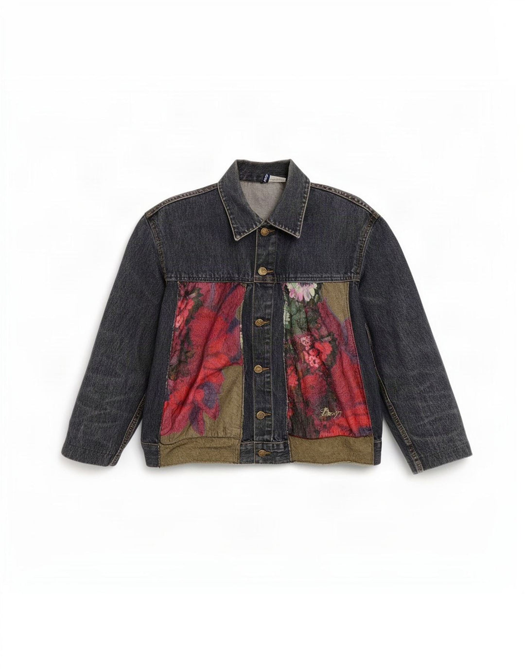Divided Womens By H&M Jeansjacke UK 14 Mittelblaue geblümte Baumwolle