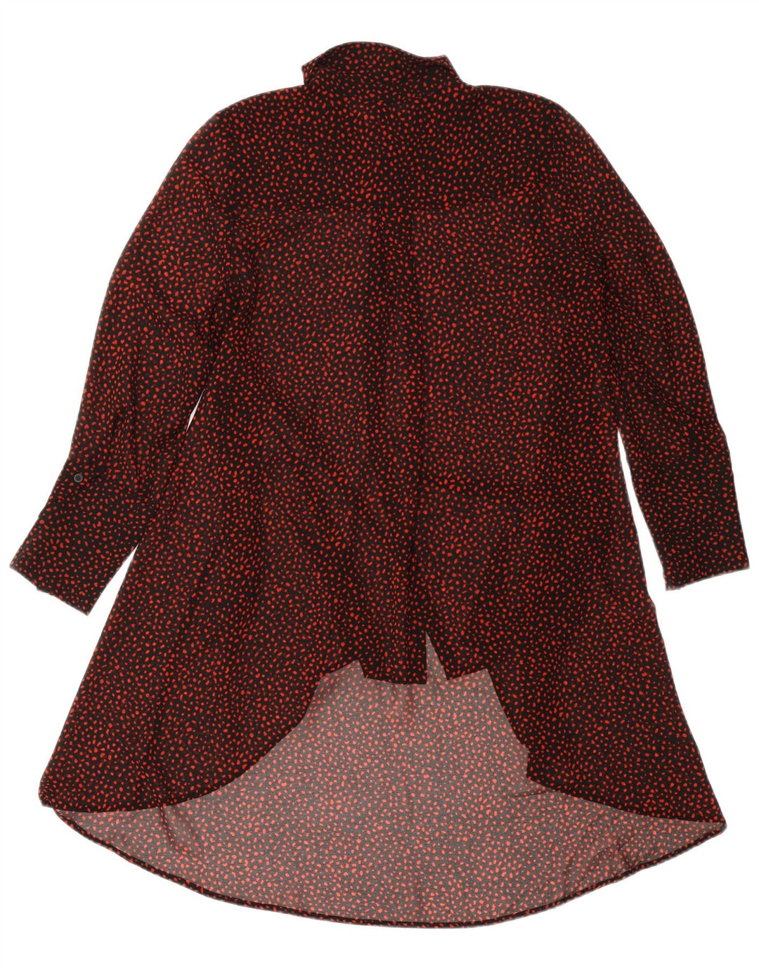 MINT VELVET Damen Langarm-Hemdkleid UK 12 Medium Schwarz gepunktet