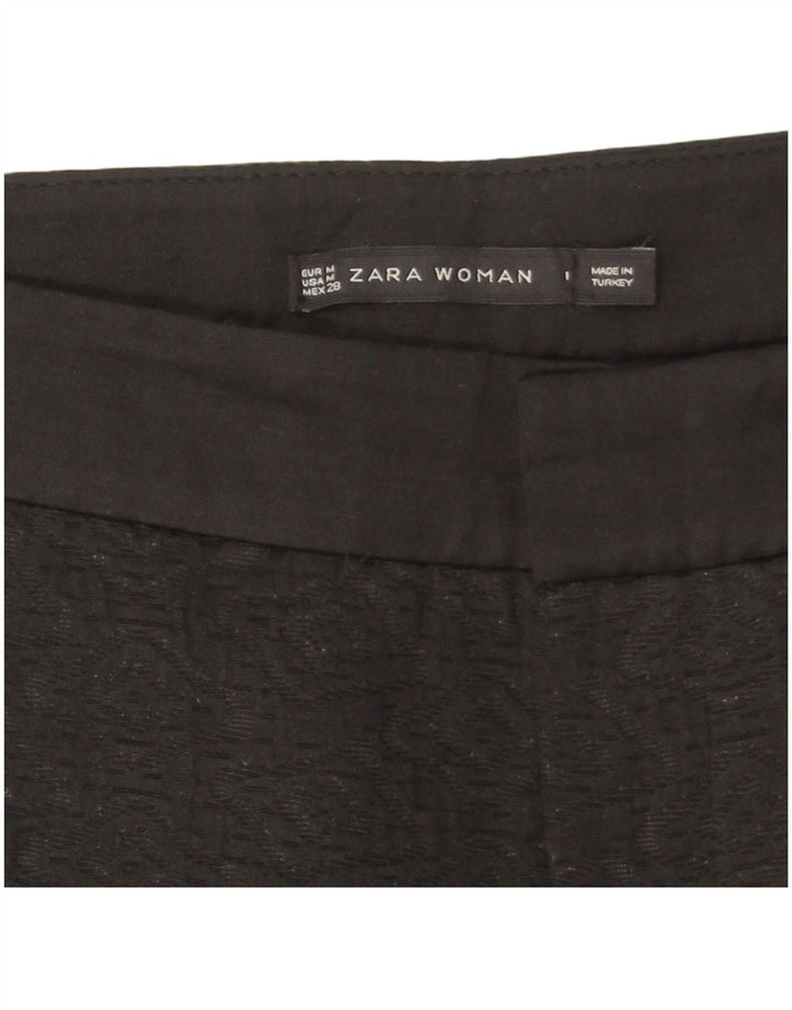 Zara Slim Chino-Hose für Damen, mittelgroß, W28, L27, schwarzes geometrisches Polyester