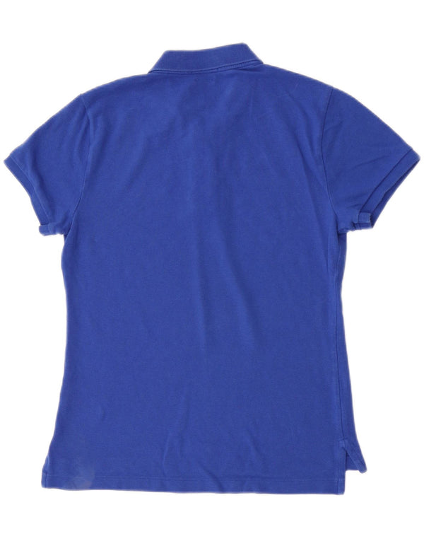 Polo Ralph Lauren Damen Skinny Poloshirt UK 12 Mittelblaue Baumwolle