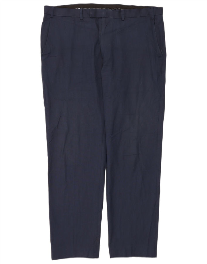 Gerade Herren-Anzughose von Marks & Spencer, W38, L31, marineblaues Polyester