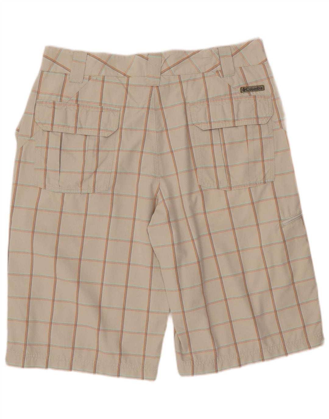 COLUMBIA Herren Cargoshorts W34 Große beige karierte Baumwolle