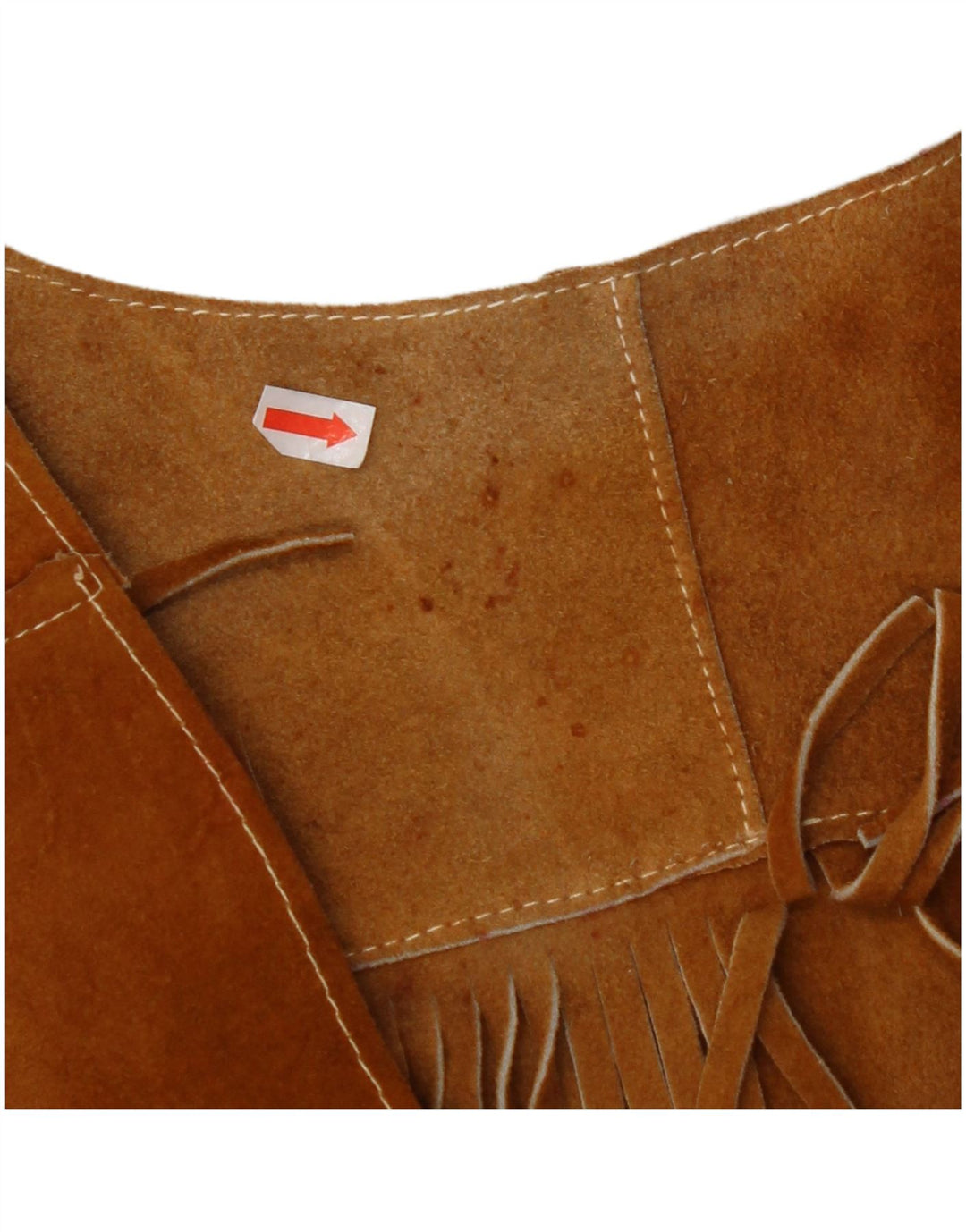 VINTAGE Damen Wildlederweste UK 10 Klein Braun