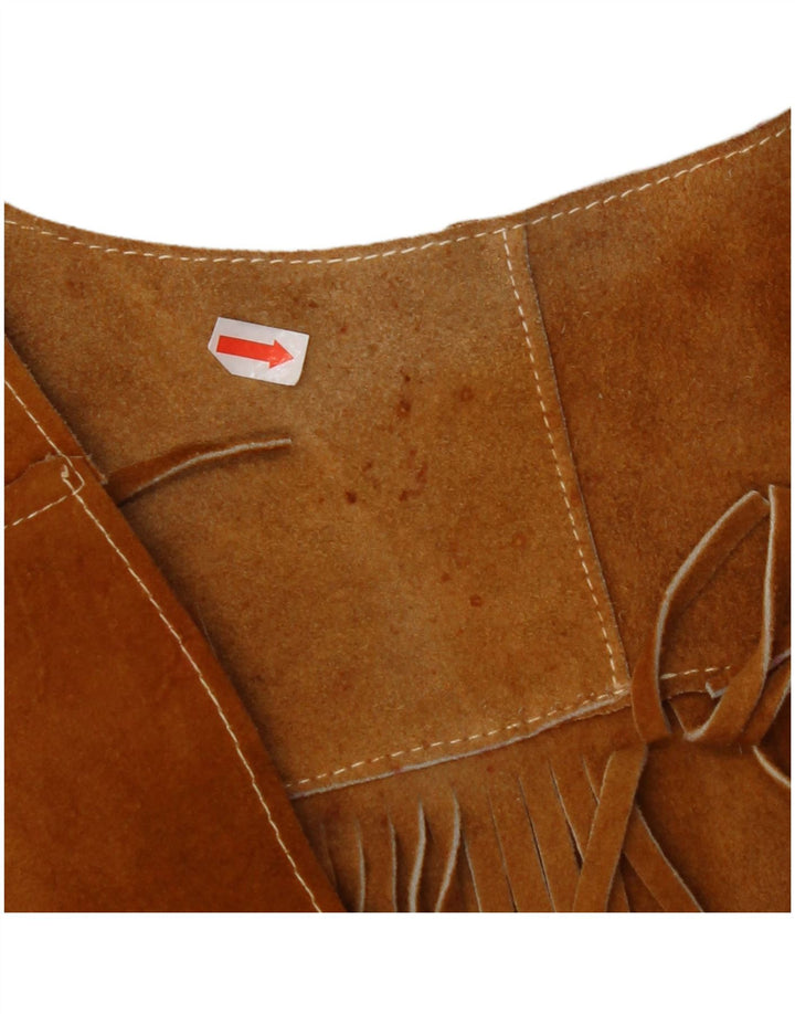 VINTAGE Damen Wildlederweste UK 10 Klein Braun