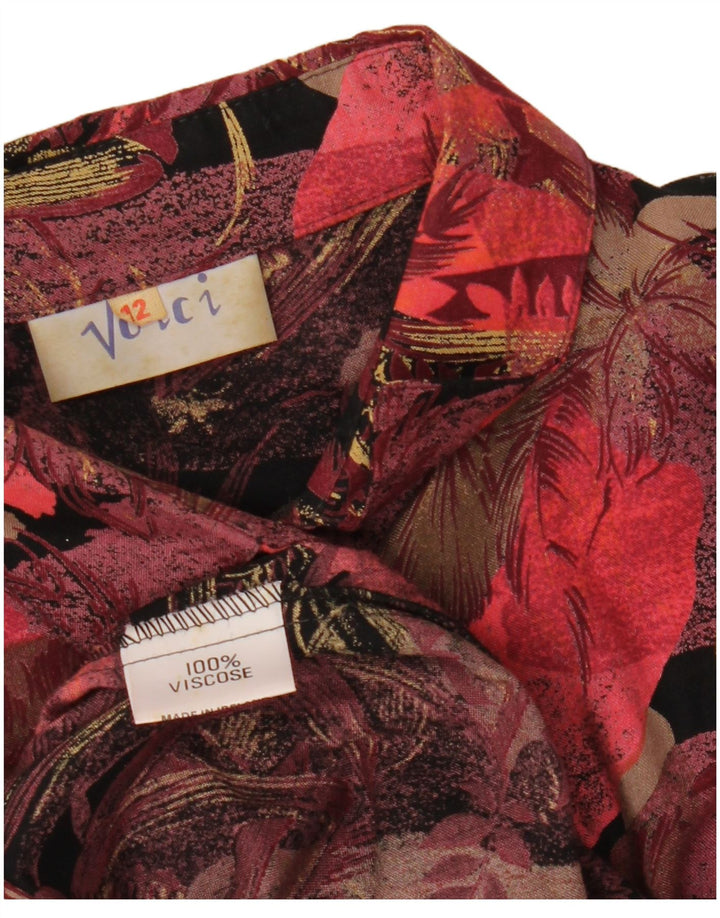 Vintage Damen 2-teiliges Rockset UK 12 Medium W27 Burgund Floral Retro