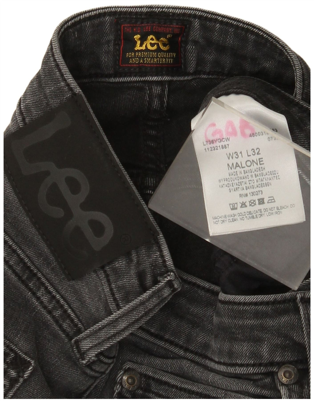 Lee Herren Malone Slim Jeans W31 L27 Graue Baumwolle