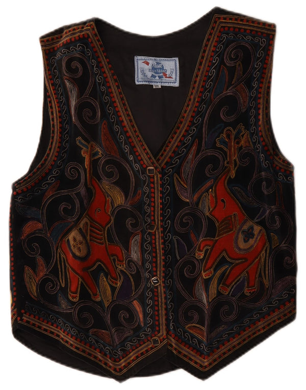 Vintage Damen Weste UK 20 2XL Schwarz Paisley