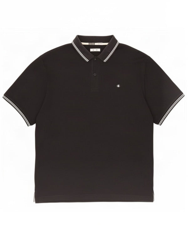 Champion Herren Easy Fit Poloshirt XL schwarz gestreift aus Baumwolle