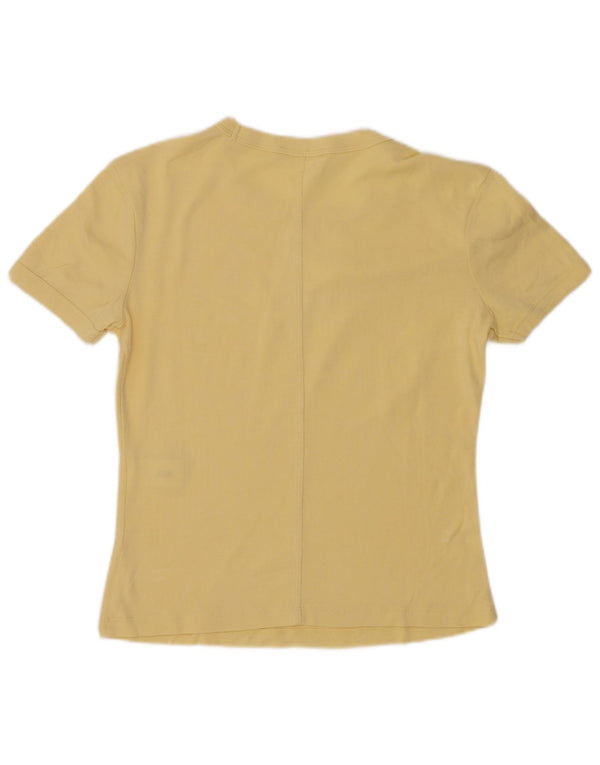 Zara Damen Crop T-Shirt Top UK 10 Small Gelb Baumwolle