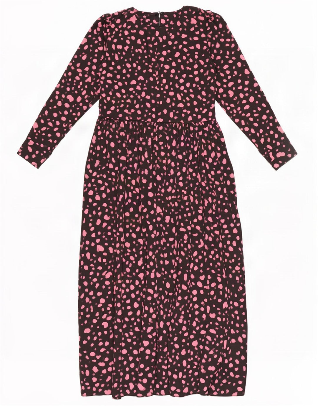 Zara Damen-Maxikleid mit langen Ärmeln, UK 12, Mittelschwarz geflecktes Polyester