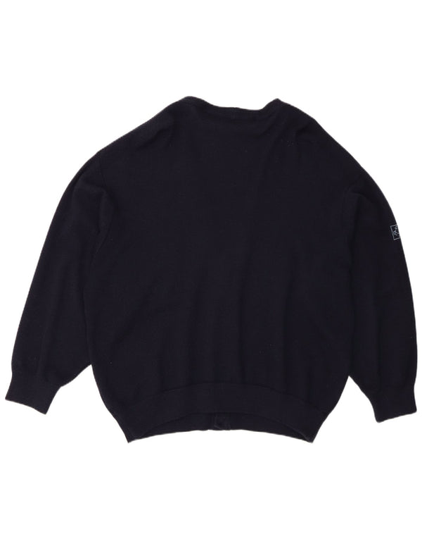 Milan Herren-Strickjacke, EU 52, groß, marineblaue Schurwolle