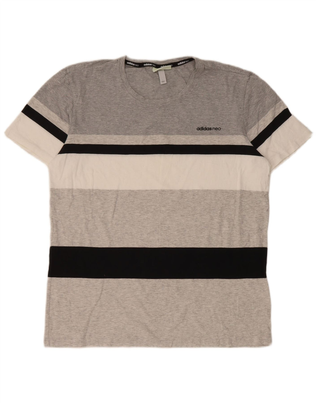 Adidas Herren T-Shirt Top Large Grau Gestreifte Baumwolle