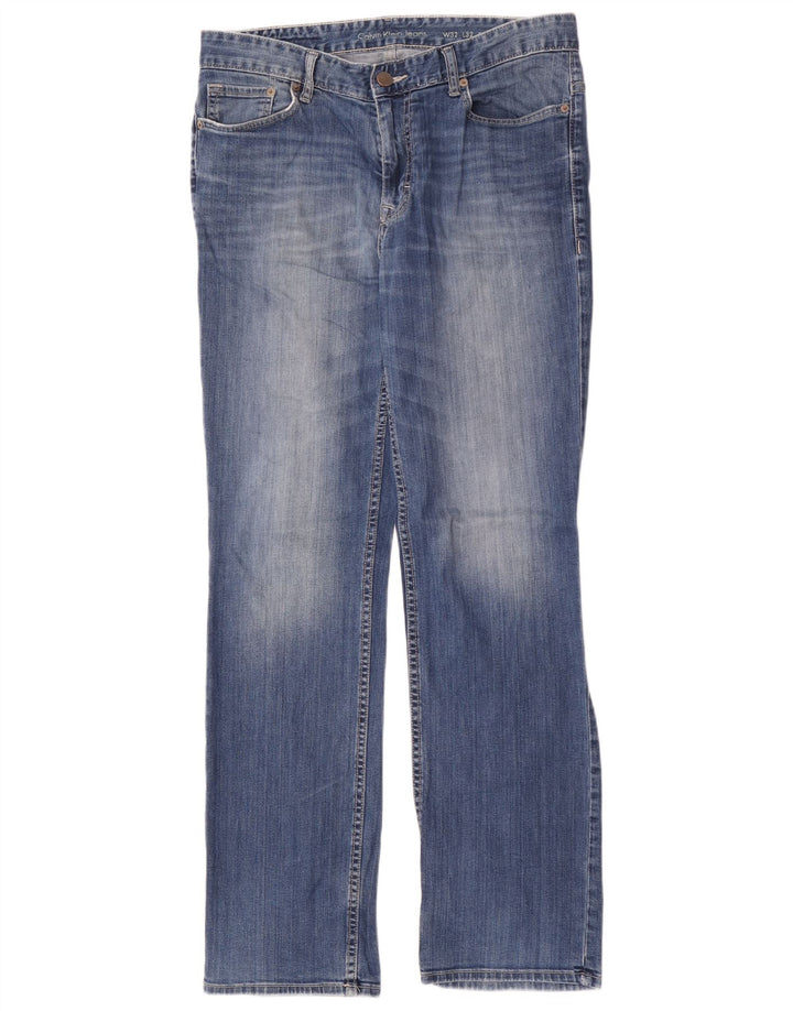 Calvin Klein Herren Straight Jeans W32 L32 Blaue Baumwolle