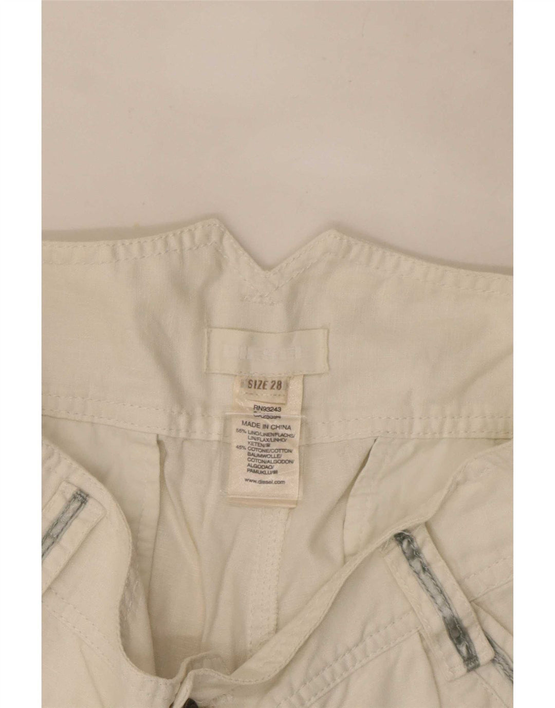 Diesel Damen Hotpants W28 Mittelweißes Leinen