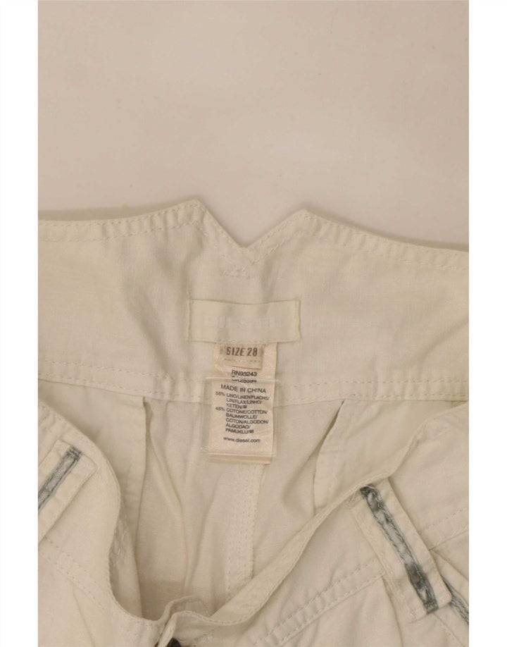 Diesel Damen Hotpants W28 Mittelweißes Leinen
