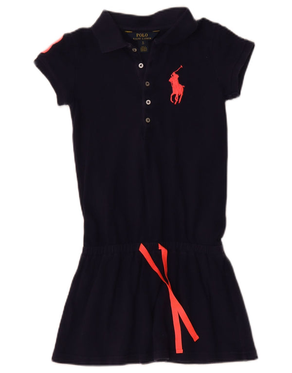 Polo Ralph Lauren Kleid für Mädchen mit Grafik und tiefer Taille, 6–7 Jahre, Größe S, Marineblau