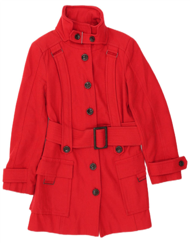 ZARA Damen Mantel UK 12 Mittelrote Wolle