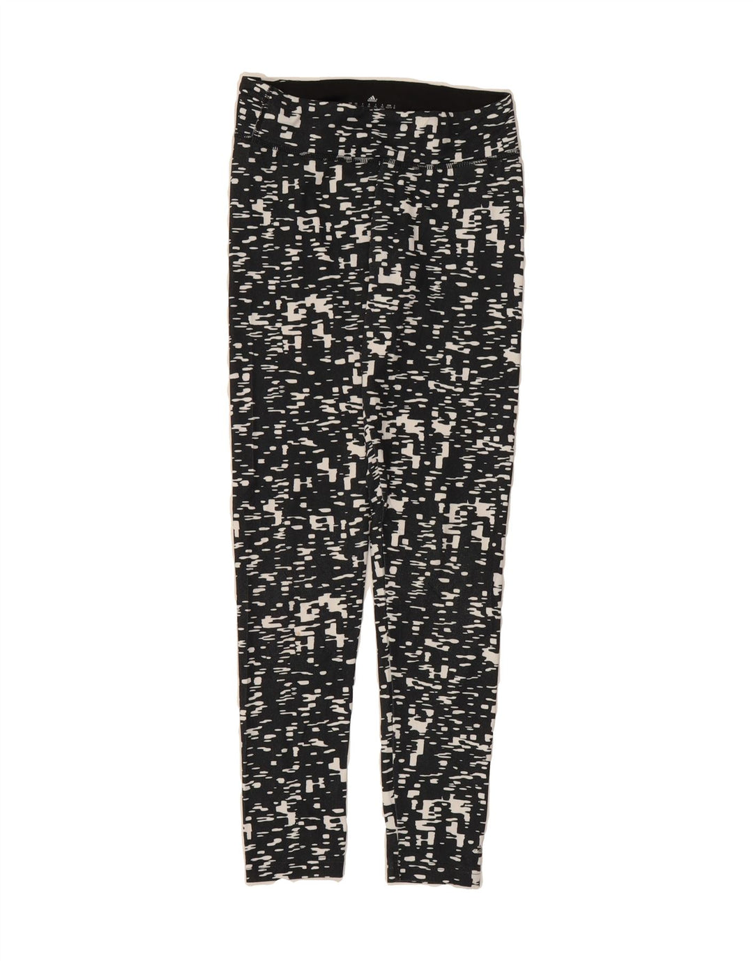 ADIDAS Womens Climalite Leggings UK 4/6 XS  Black Geometric Polyester Vintage Adidas and Second-Hand Adidas from Messina Hembry 