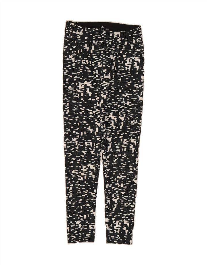 ADIDAS Womens Climalite Leggings UK 4/6 XS  Black Geometric Polyester Vintage Adidas and Second-Hand Adidas from Messina Hembry 