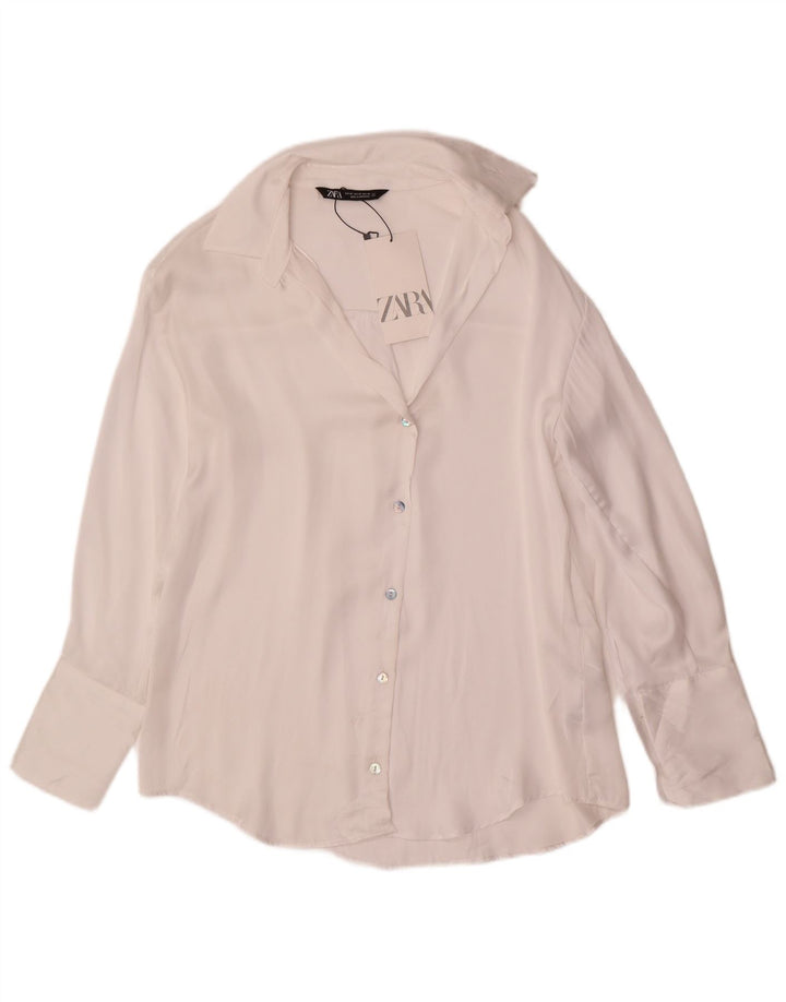 ZARA Damen Übergroßes Hemd UK 6 XS Weiß Polyester