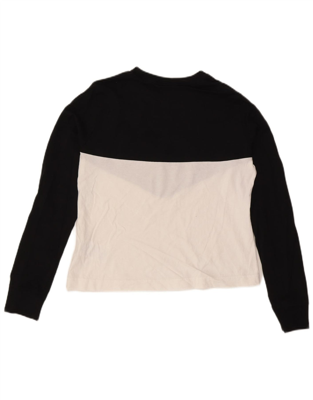 Nike Womens Graphic Top Langarm UK 12 Mittelschwarz Colourblock Baumwolle