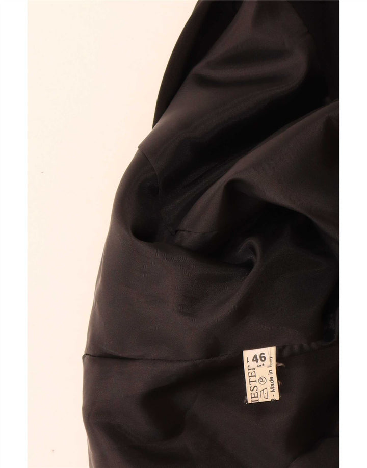 Vintage Damen 3-Knopf-Blazerjacke IT 46 Großes schwarzes Polyester