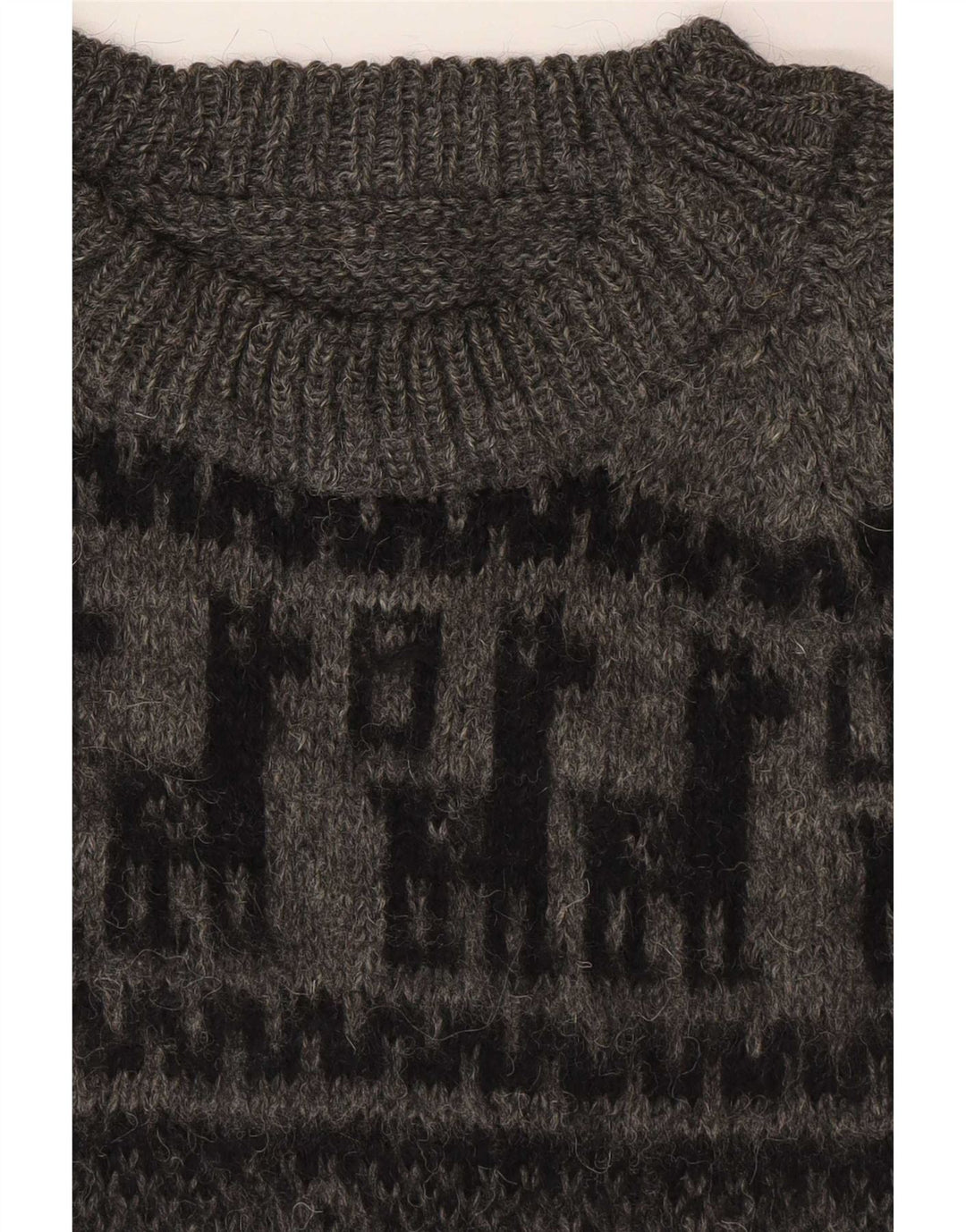 Vintage Herren Pullover mit Rundhalsausschnitt, klein, grau, geometrisch