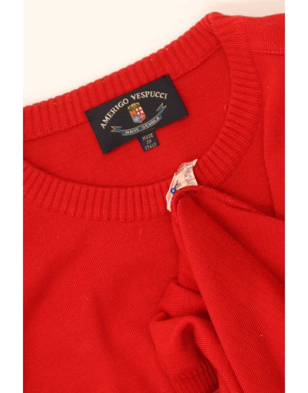 Amerigo Vespucci Herren-Pullover mit Rundhalsausschnitt, XL, rote Wolle