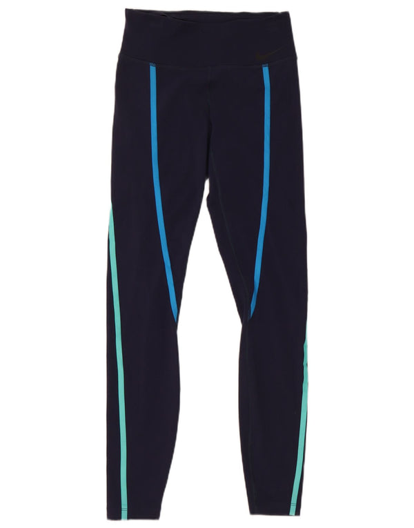 Nike Damen Dri Fit Leggings UK 4 XS Marineblaues Nylon