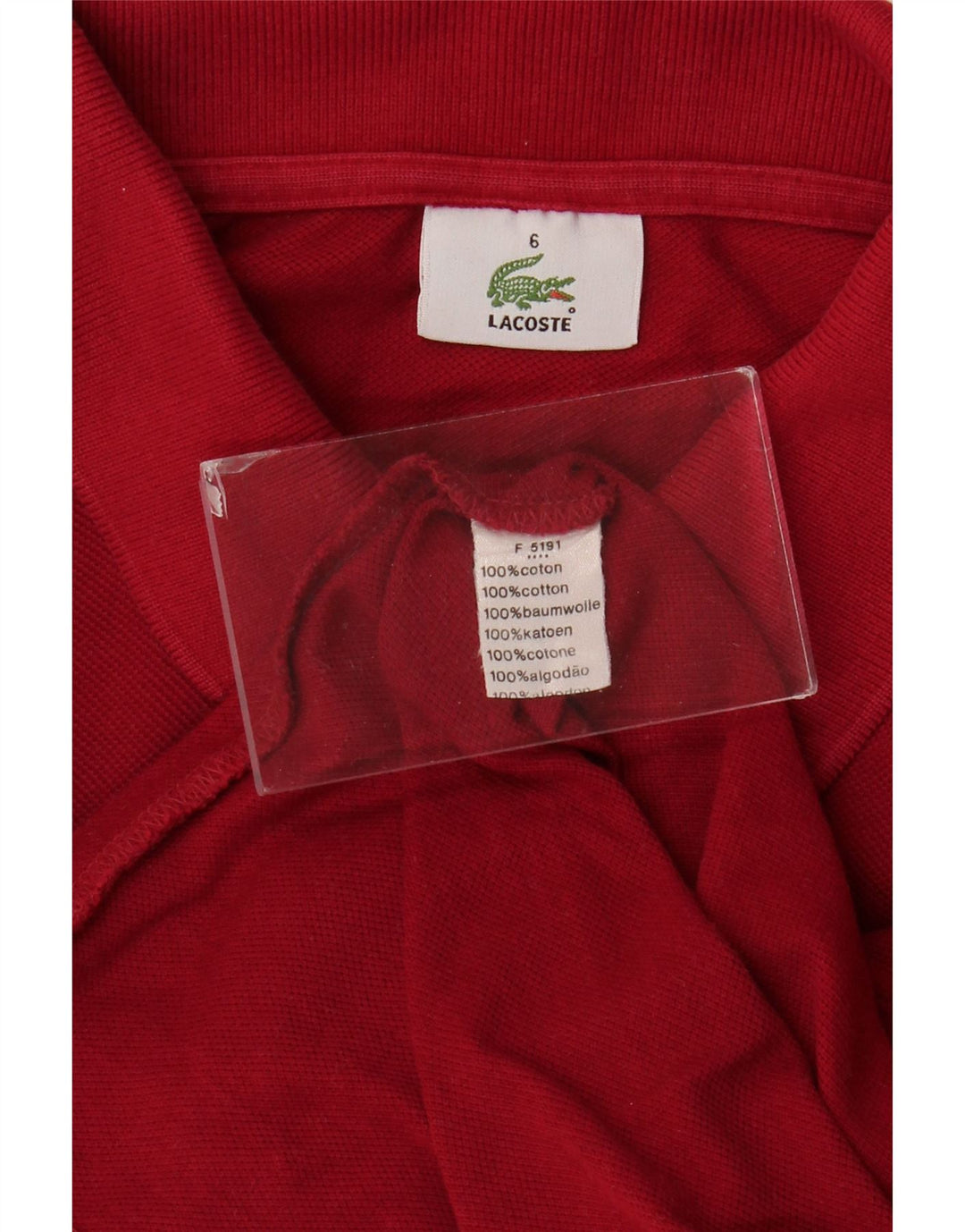 LACOSTE Herren Poloshirt Größe 6 XL Rote Baumwolle