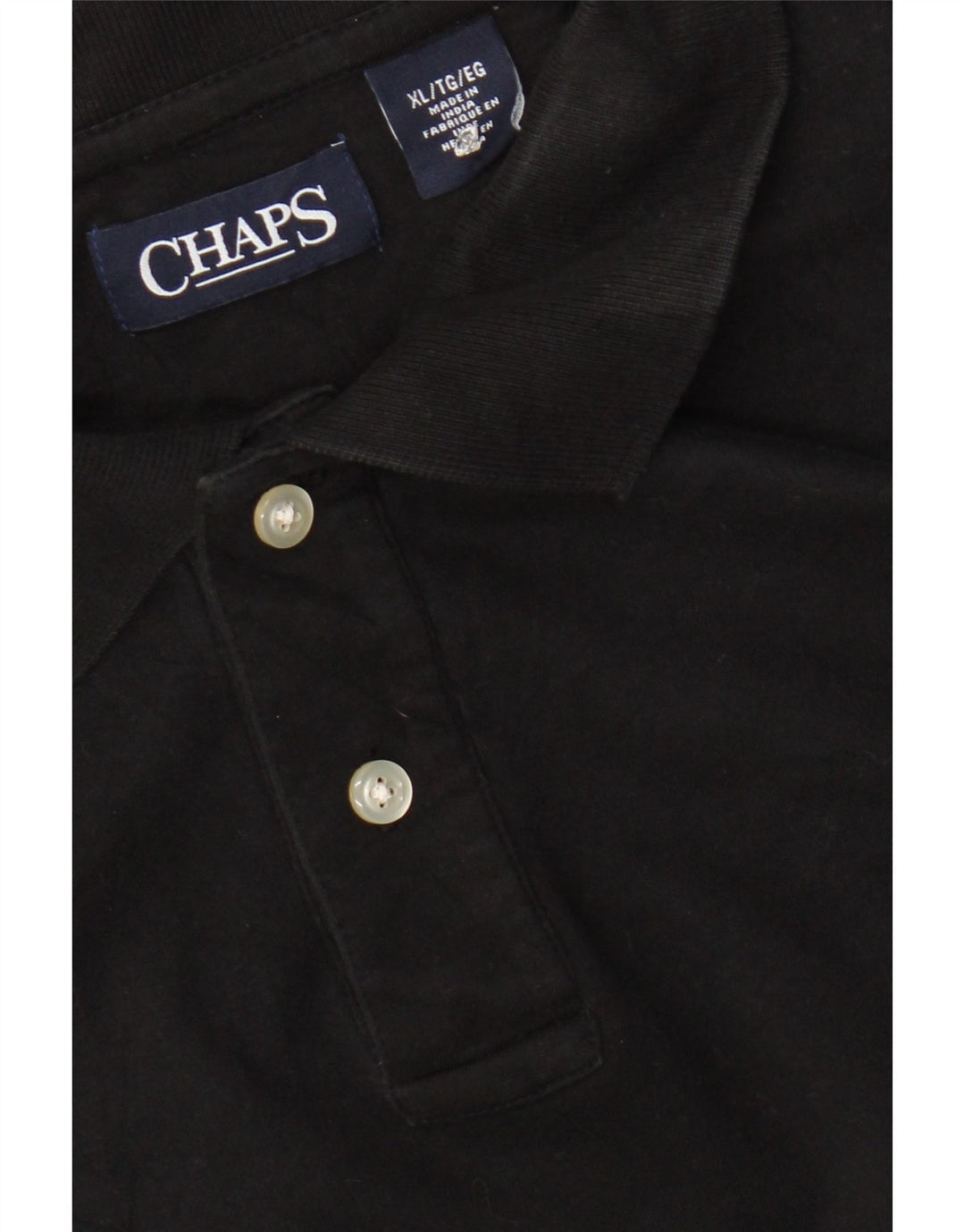 CHAPS Mens Polo Shirt XL Black Cotton Vintage Chaps and Second-Hand Chaps from Messina Hembry 
