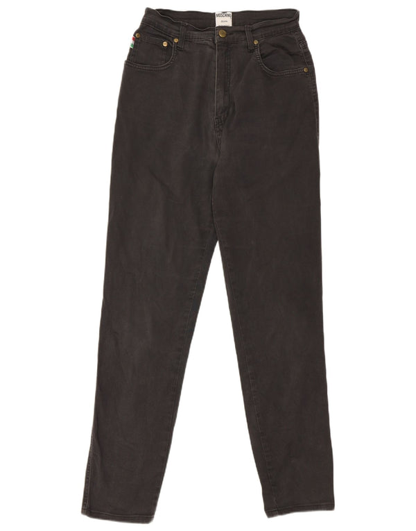 Moschino Damen High Waist Tapered Jeans W32 L28 Schwarze Baumwolle