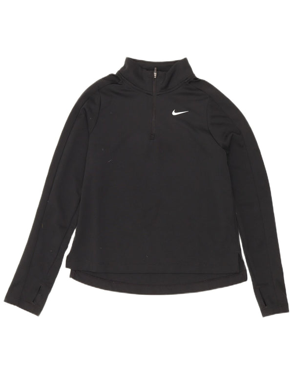 Nike Dri Fit Pullover-Trainingsoberteil für Mädchen mit Reißverschluss, 10–11 Jahre, mittelgroß, Schwarz