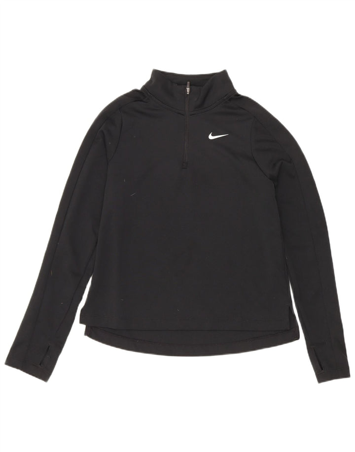 Nike Dri Fit Pullover-Trainingsoberteil für Mädchen mit Reißverschluss, 10–11 Jahre, mittelgroß, Schwarz