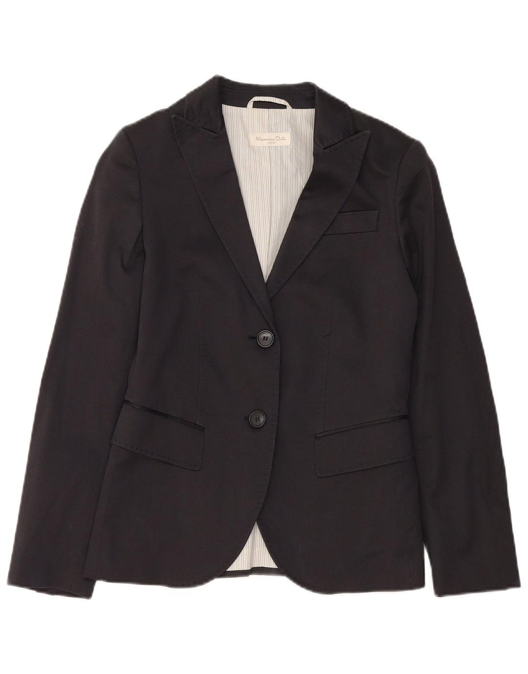 MASSIMO DUTTI Womens 2 Button Blazer Jacket EU 36 XS Navy Blue Cotton