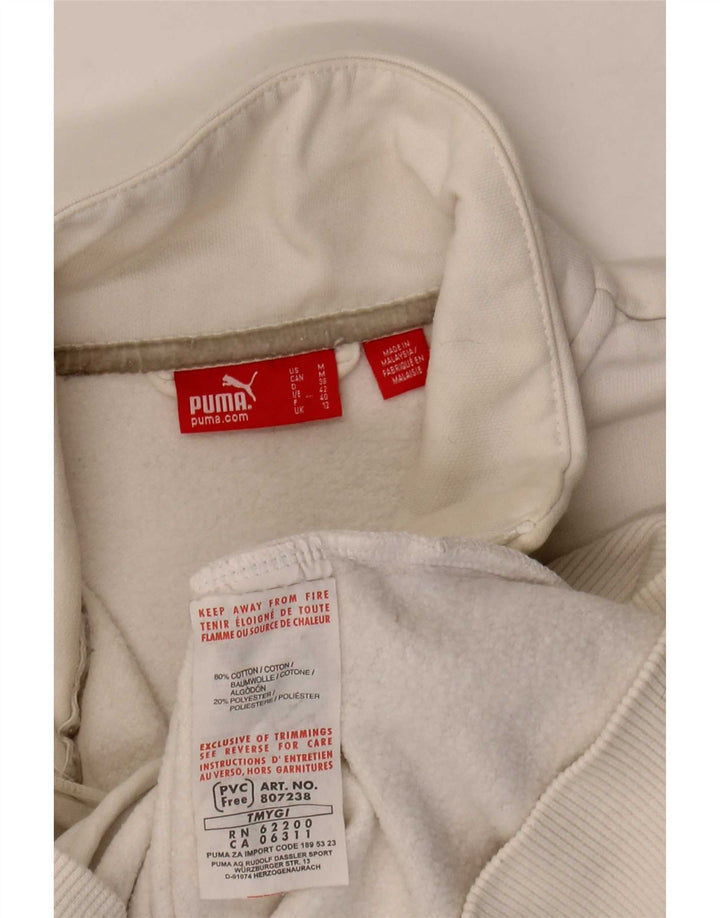 Puma Womens Graphic Trainingsanzug Top Jacke UK 12 Mittelweiße Baumwolle
