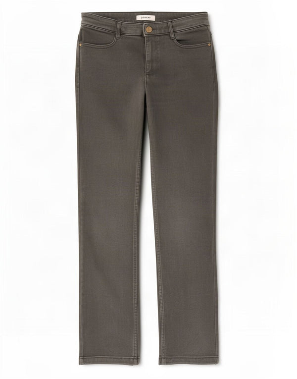 Marks & Spencer Damen Straight Jeans UK 10 Small W30 L28 Khaki Baumwolle
