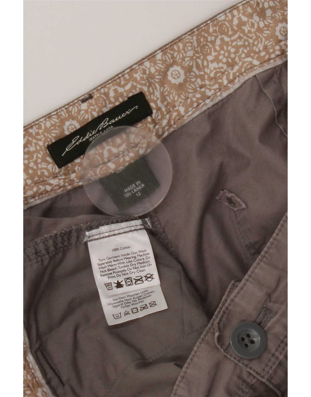 Eddie Bauer Damen Chino-Shorts US 12 Large W34 Graue Baumwolle