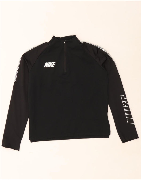 Nike Dri Fit Graphic Top für Mädchen, langärmlig, 12–13 Jahre, Größe L, Schwarz