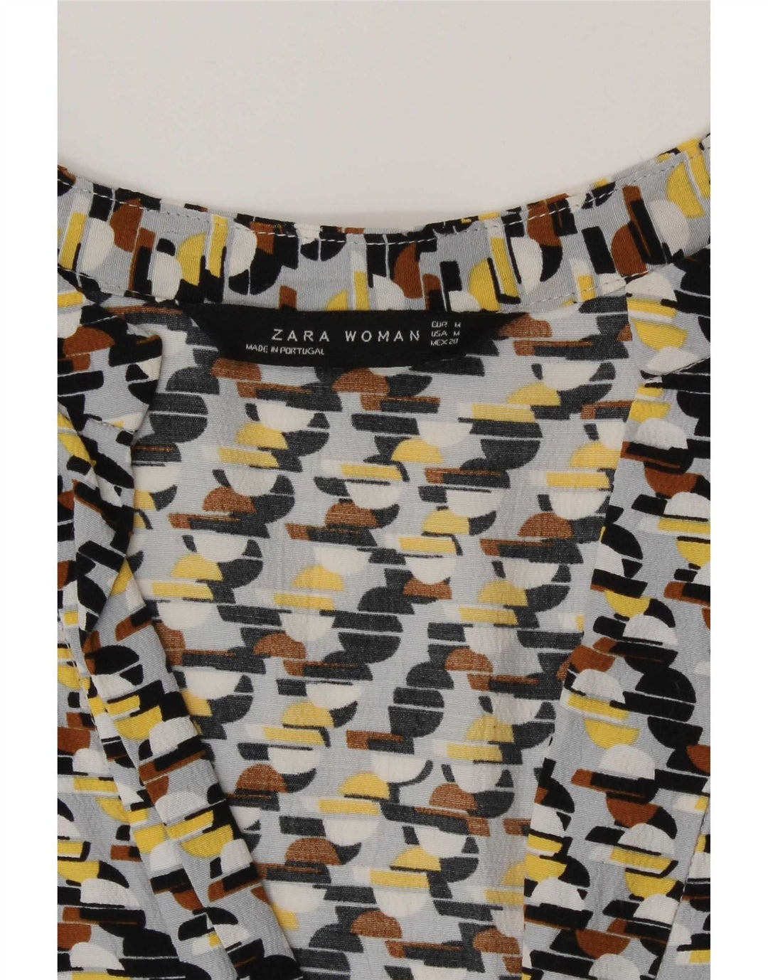 Zara Damen-Etuikleid mit 3/4-Ärmeln, Größe M, mehrfarbig, geometrisch