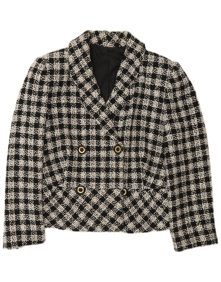 Vintage Damen Zweireihige Blazerjacke UK 12 Medium Black Check